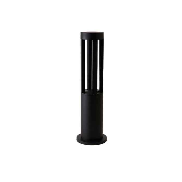 Black Cylindrical Solar Outdoor Post Light-DWHOME