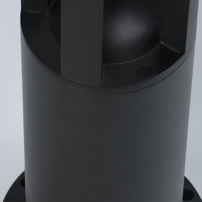 Black Cylindrical Solar Outdoor Post Light-DWHOME