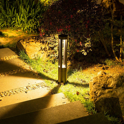Black Cylindrical Solar Outdoor Post Light - DWHOME