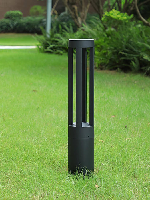 Black Cylindrical Solar Outdoor Post Light-DWHOME