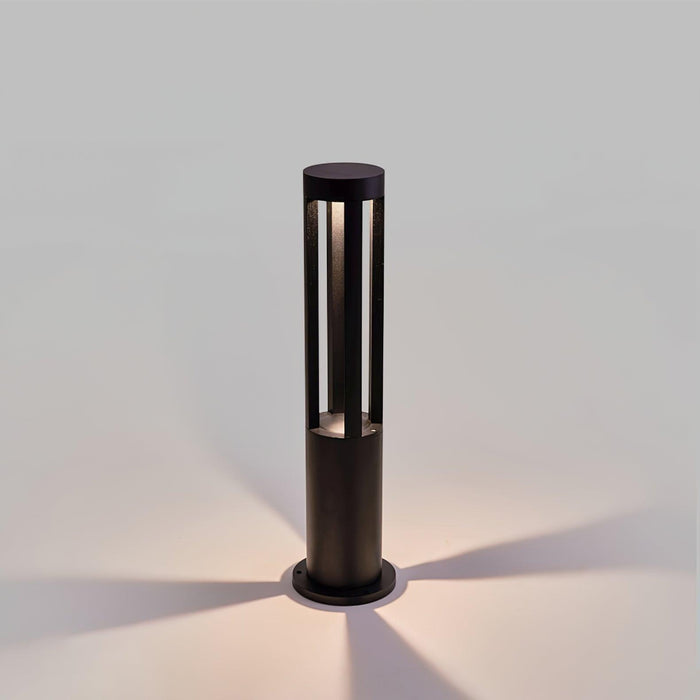 Black Cylindrical Solar Outdoor Post Light-DWHOME