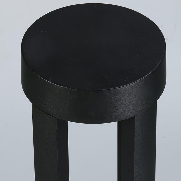 Black Cylindrical Solar Outdoor Post Light-DWHOME