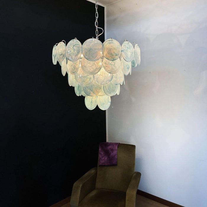 Chandelier Disque Murano Bleu-DWHOME