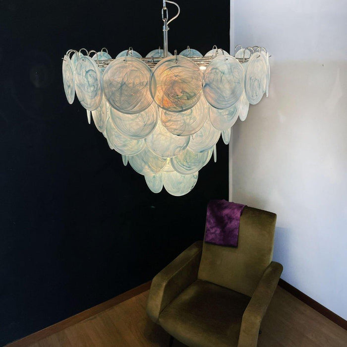 Chandelier Disque Murano Bleu-DWHOME