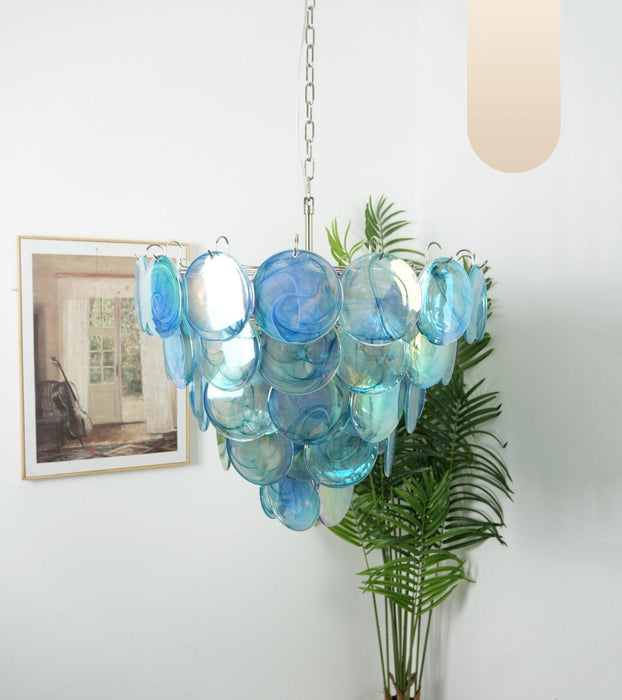 Chandelier Disque Murano Bleu-DWHOME