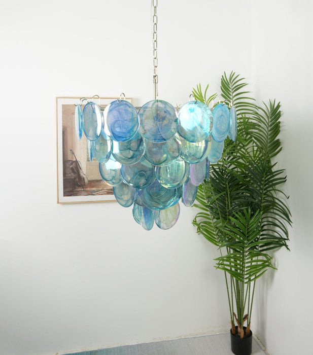 Lustre à disques en verre de Murano bleu - DWHOME