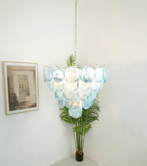 Chandelier Disque Murano Bleu-DWHOME