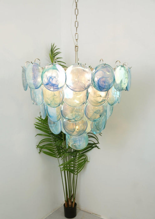Chandelier Disque Murano Bleu-DWHOME
