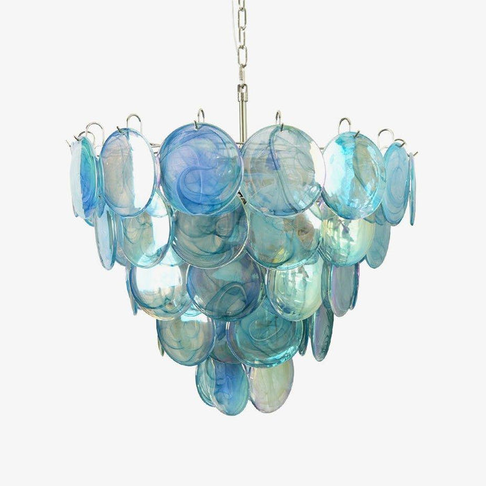 Chandelier Disque Murano Bleu-DWHOME