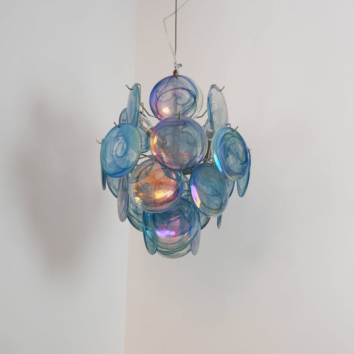 Blue Murano Disc Glass Chandelier-DWHOME