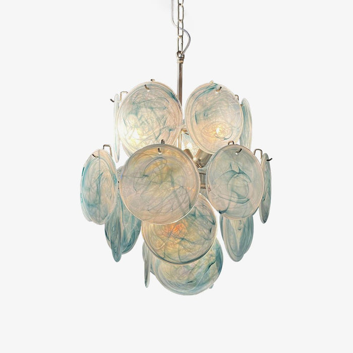 Blue Murano Disc Glass Chandelier-DWHOME