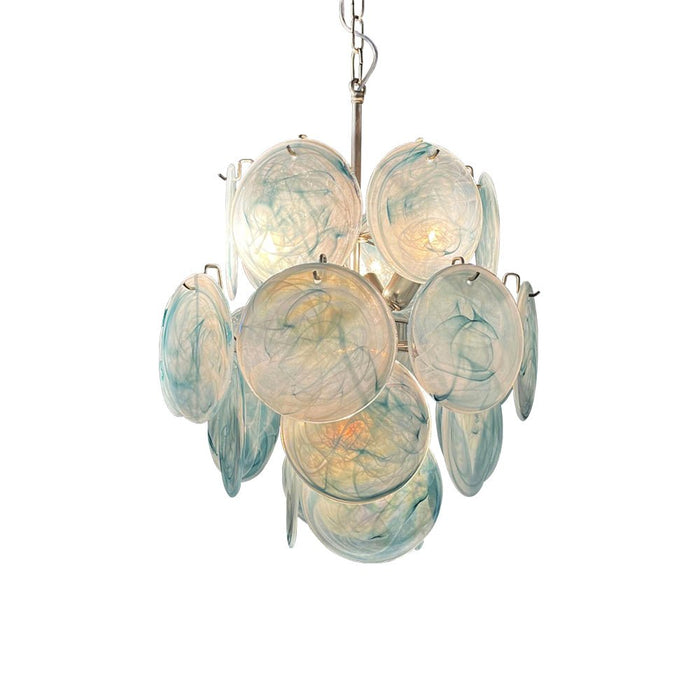 Blue Murano Disc Glass Chandelier-DWHOME