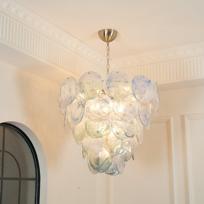 Blue Murano Iridescent Disc Chandelier - DWHOME