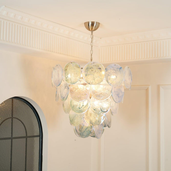 Blue Murano Iridescent Disc Chandelier - DWHOME