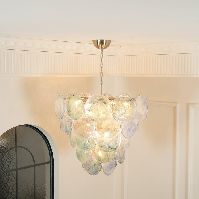 Blue Murano Iridescent Disc Chandelier - DWHOME