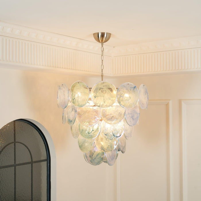 Blue Murano Iridescent Disc Chandelier - DWHOME