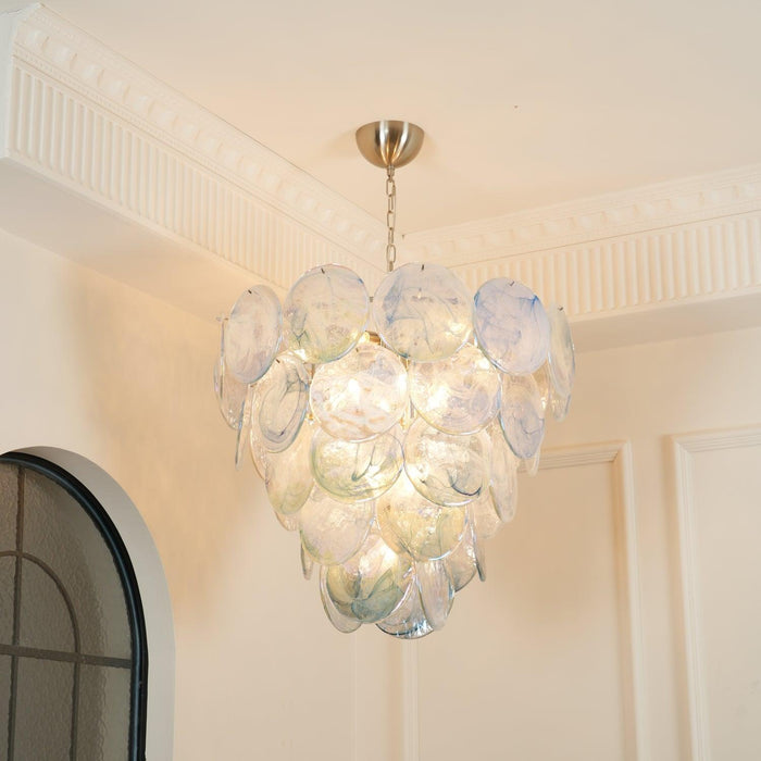 Blue Murano Iridescent Disc Chandelier - DWHOME