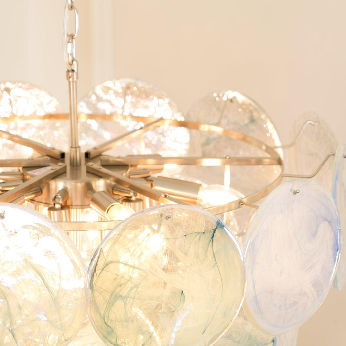 Blue Murano Iridescent Disc Chandelier - DWHOME