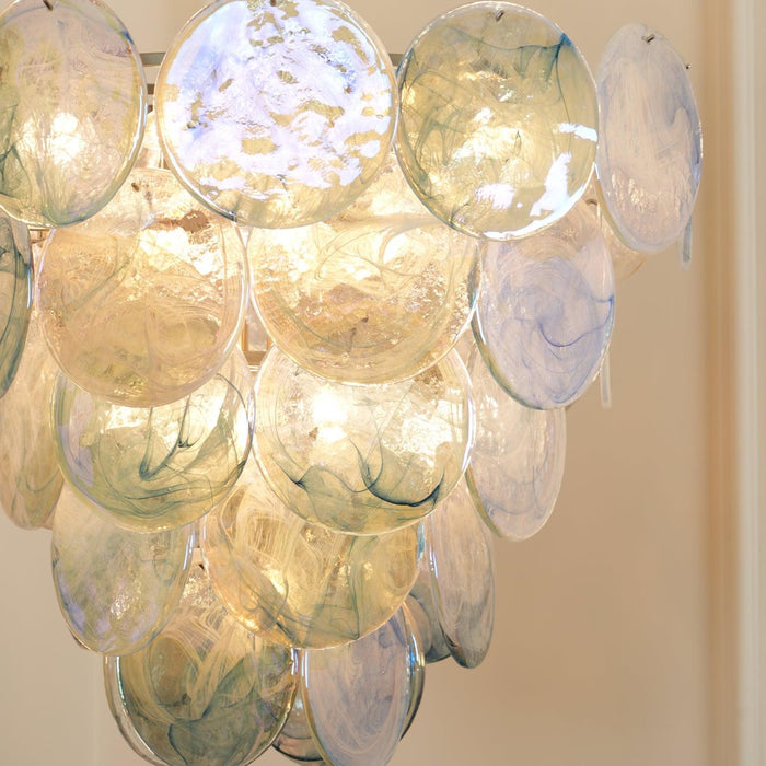 Blue Murano Iridescent Disc Chandelier - DWHOME