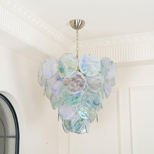 Blue Murano Iridescent Disc Chandelier - DWHOME