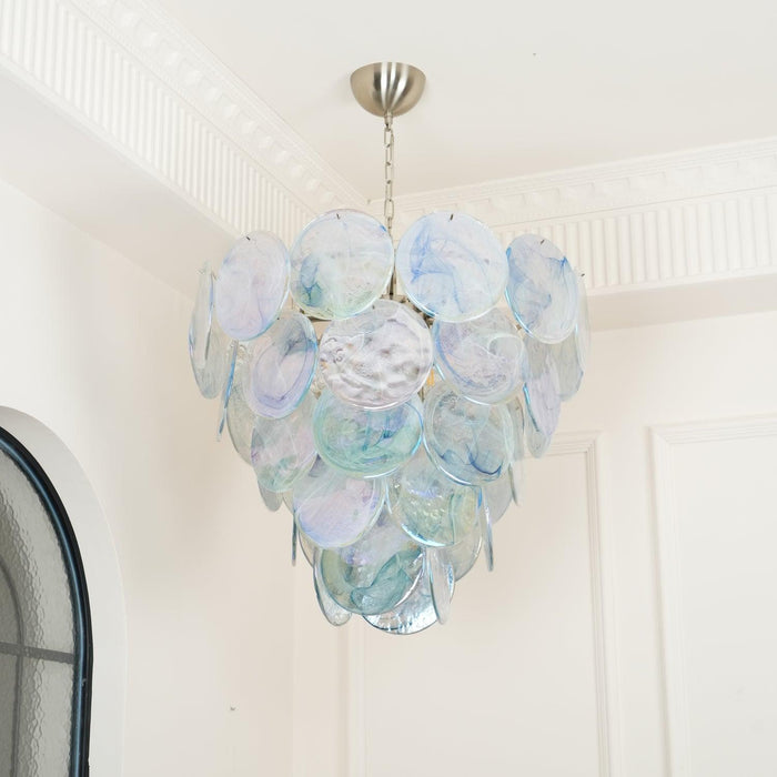Blue Murano Iridescent Disc Chandelier - DWHOME