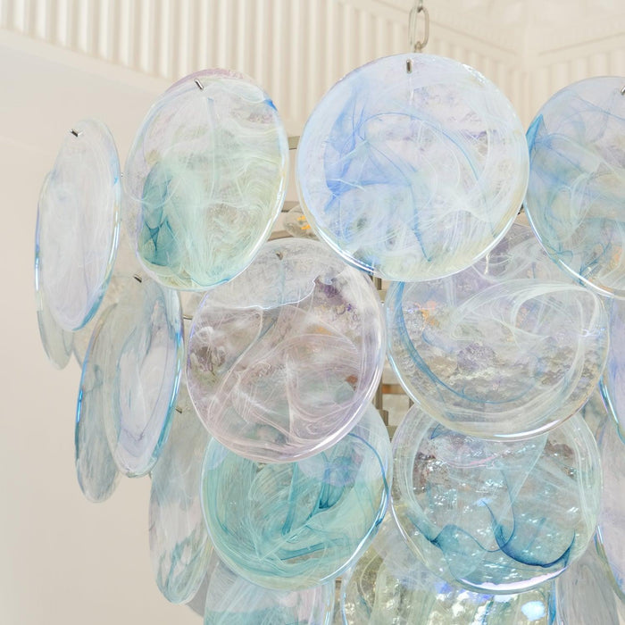Blue Murano Iridescent Disc Chandelier - DWHOME