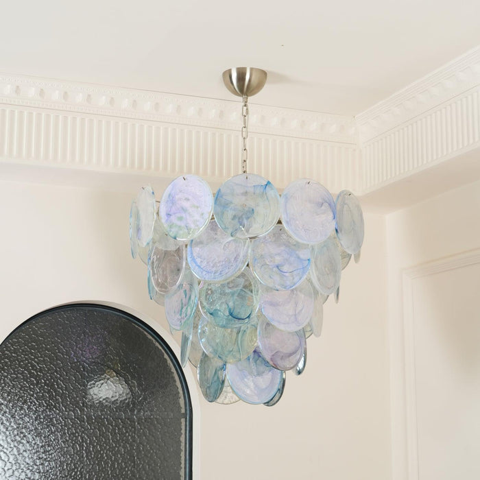Blue Murano Iridescent Disc Chandelier - DWHOME