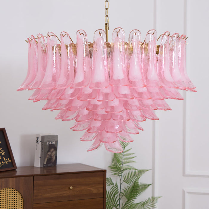 Blush Pink Glass Murano Chandelier-DWHOME