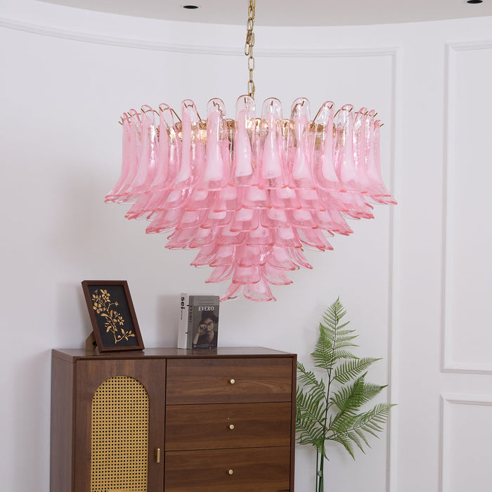 Blush Pink Glass Murano Chandelier-DWHOME