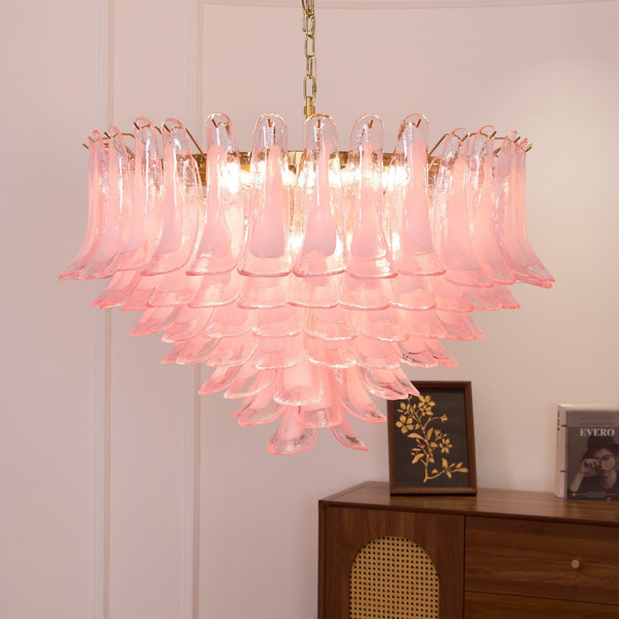 Blush Pink Glass Murano Chandelier-DWHOME