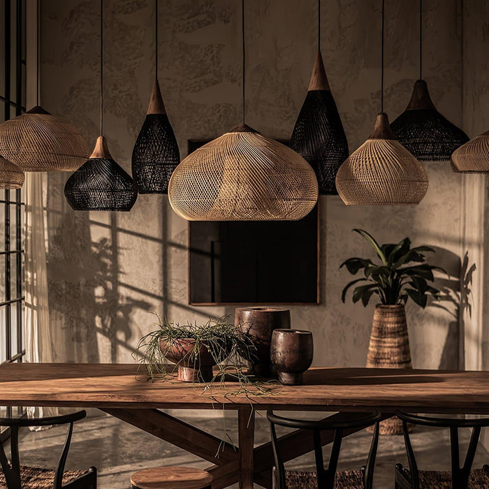 Braided Rattan Pendant Lamp-DWHOME