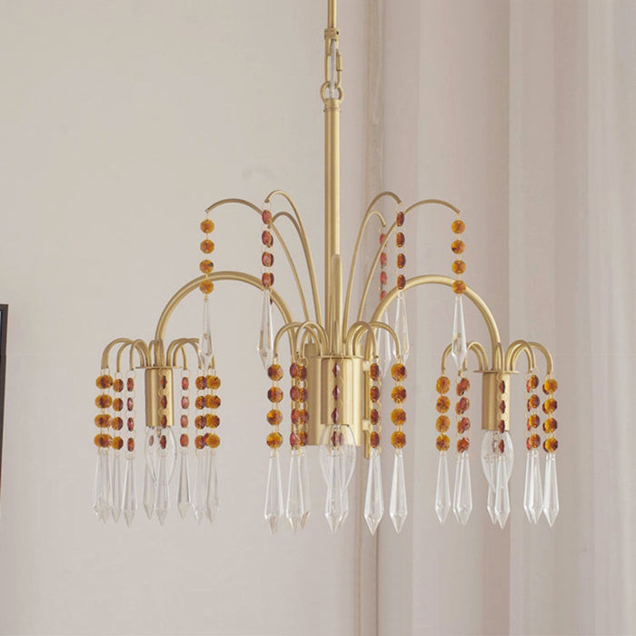 Brass Candle Crystal Chandelier-DWHOME