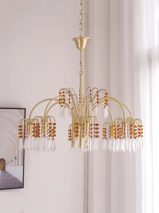 Brass Candle Crystal Chandelier-DWHOME