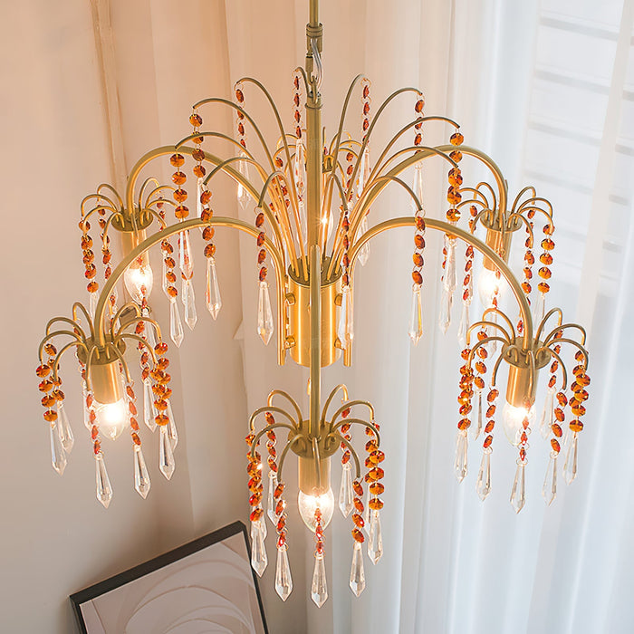 Brass Candle Crystal Chandelier-DWHOME