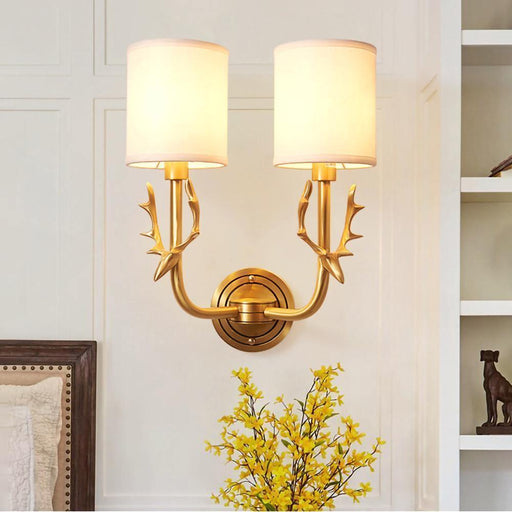 Brass Deer Head Wall Light-DWHOME