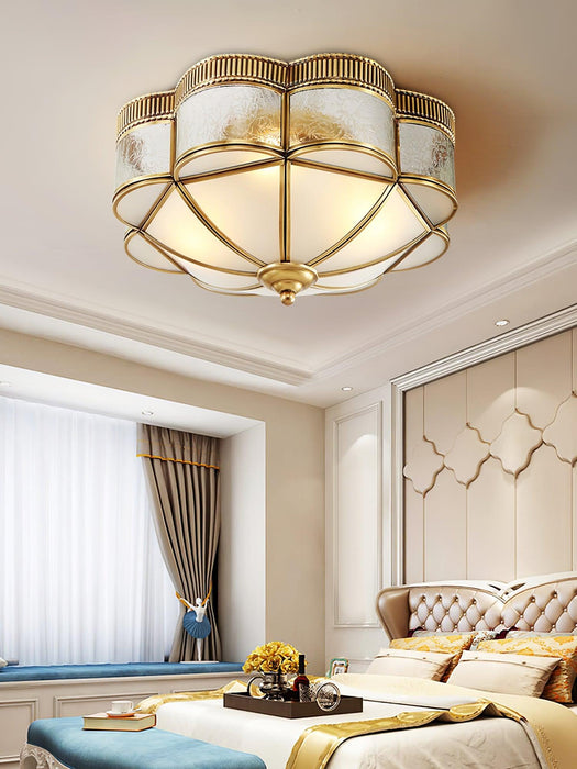 Brass Domed Flush Ceiling Lamp-DWHOME