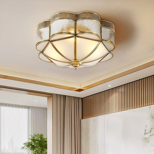 Brass Domed Flush Ceiling Lamp-DWHOME