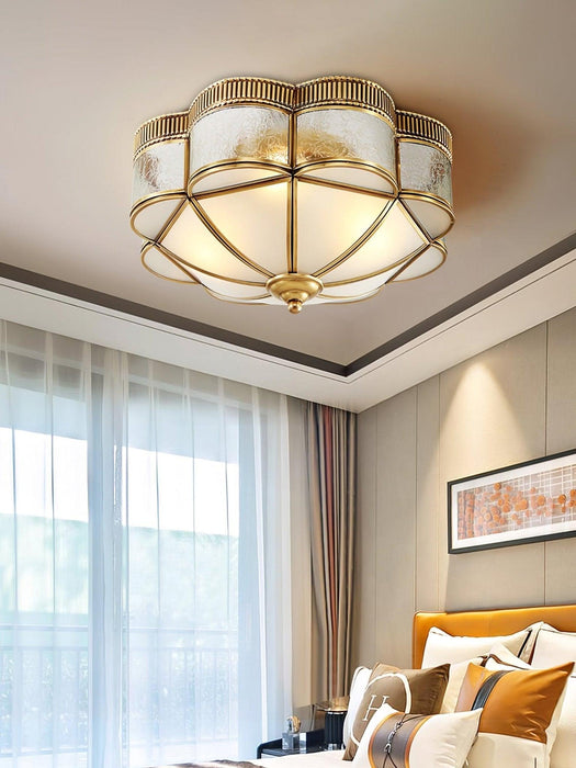 Brass Domed Flush Ceiling Lamp-DWHOME