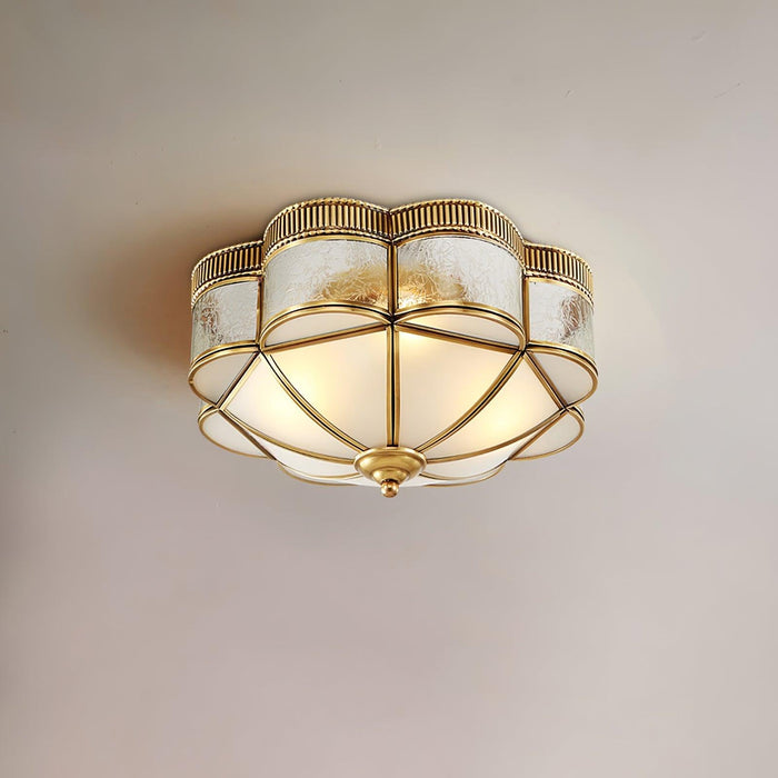 Brass Domed Flush Ceiling Lamp-DWHOME