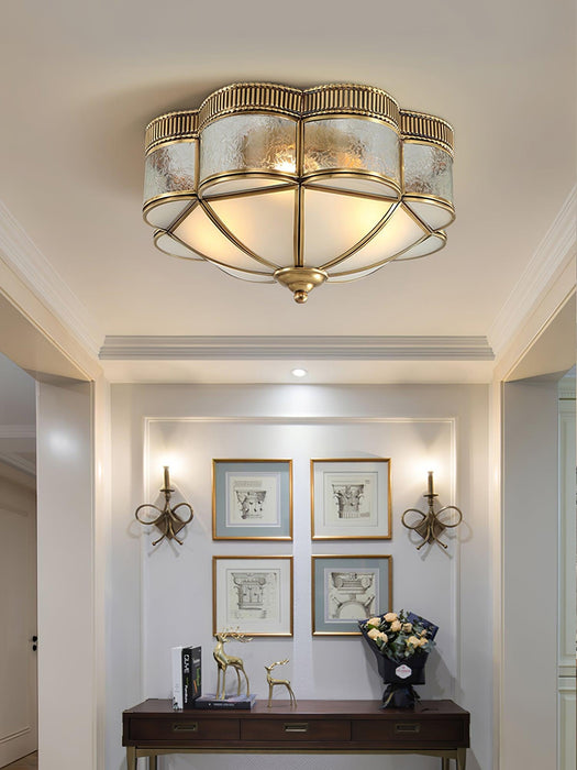 Brass Domed Flush Ceiling Lamp-DWHOME