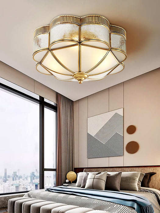 Brass Domed Flush Ceiling Lamp-DWHOME