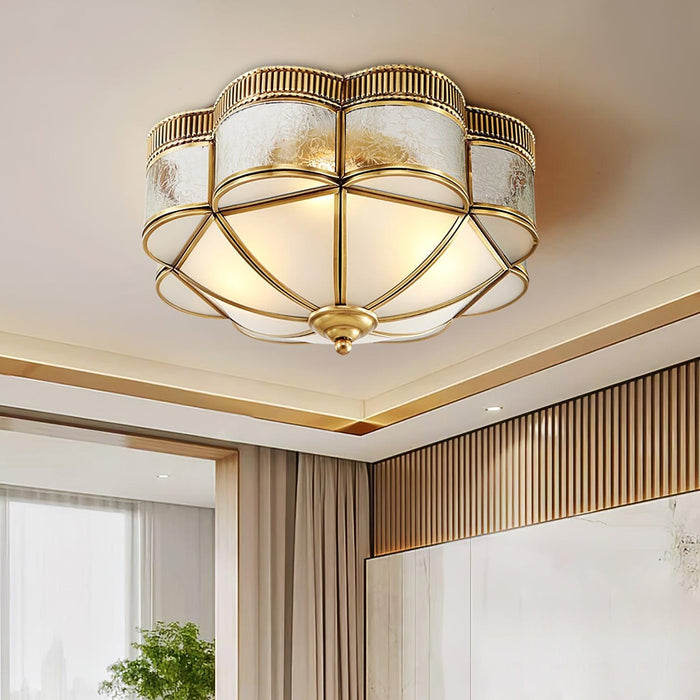 Brass Domed Flush Ceiling Lamp-DWHOME