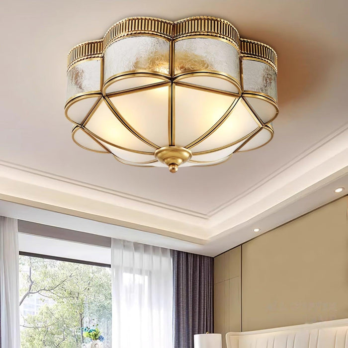 Brass Domed Flush Ceiling Lamp-DWHOME