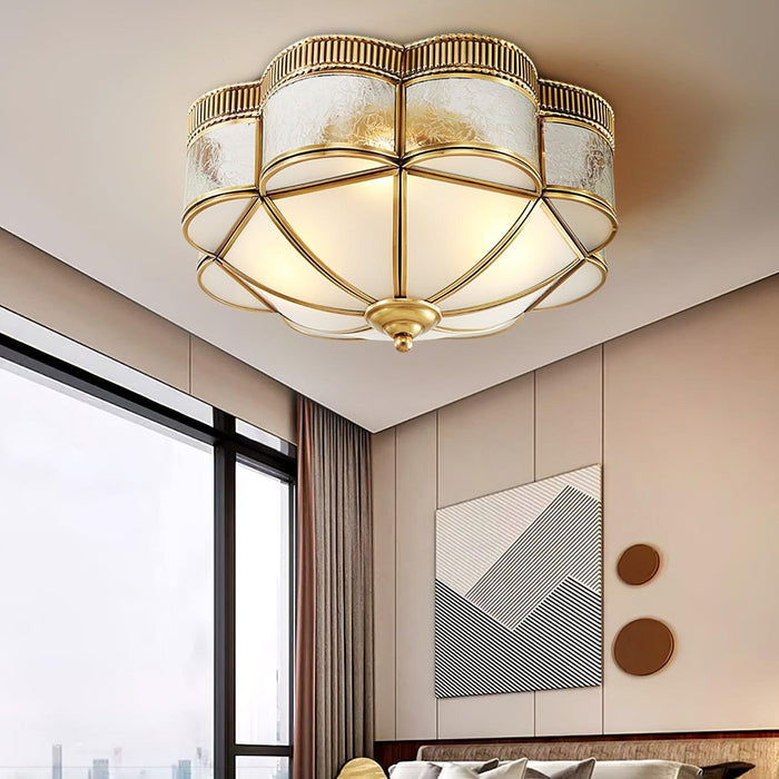 Brass Domed Flush Ceiling Lamp-DWHOME