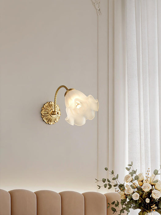 Brass Floral Glass Sconce-DWHOME