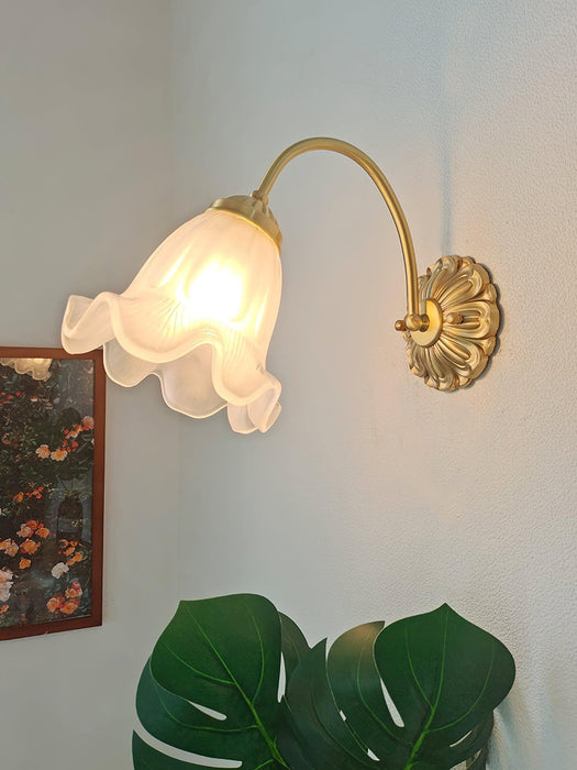 Brass Floral Glass Sconce-DWHOME