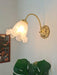 Brass Floral Glass Sconce-DWHOME