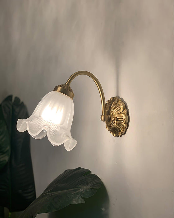 Brass Floral Glass Sconce-DWHOME