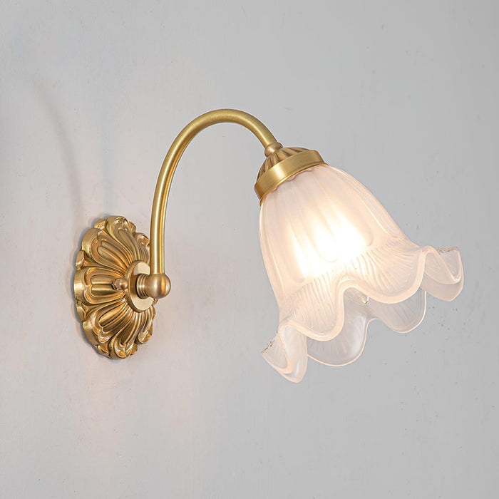 Brass Floral Glass Sconce-DWHOME