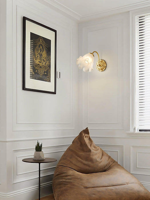 Brass Floral Glass Sconce-DWHOME